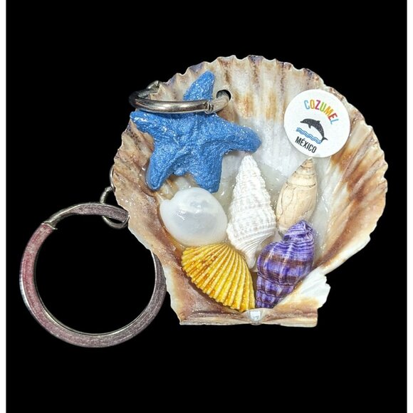 Cozumel Mexico Seashell Souvenir Keychain - Picture 1 of 4